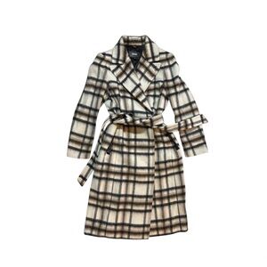 Mackage Black and Cream Checkered Trench Coat